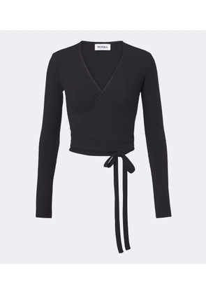 Norba Ribbed-knit wrap top