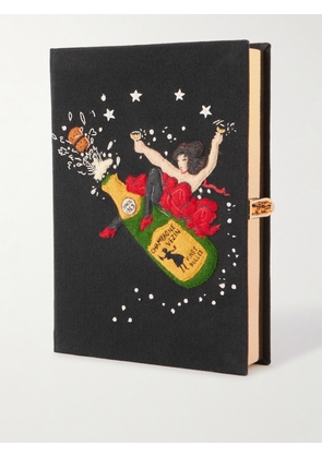 Olympia Le-Tan - Holly Jingle & Mingle Embroidered Appliquéd Canvas Clutch - Black - One size