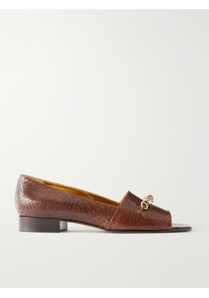 Tory Burch - Chain-detail Croc-effect Leather Loafers - Brown - US6,US6.5,US7,US7.5,US8,US8.5,US9,US9.5,US10