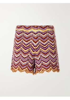 Faithfull - Luis Crocheted Cotton-blend Shorts - Purple - x small,small,medium,large,x large,xx large
