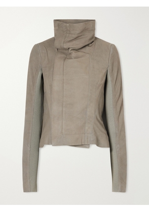 Rick Owens - Virgin Wool-trimmed Suede Biker Jacket - Gray - IT38,IT40,IT42,IT44,IT46,IT48