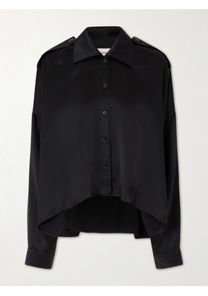 KHAITE - Bodine Silk-satin Shirt - Black - x small,small,medium,large,x large