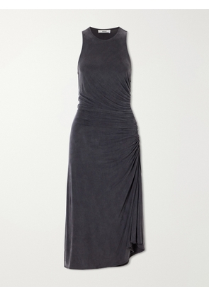 AGOLDE - Ruched Stretch-jersey Midi Dress - Gray - x small,small,medium,large,x large
