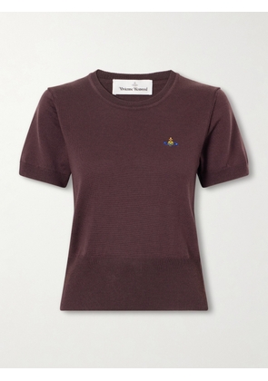 Vivienne Westwood - Bea Logo-embroidered Wool T-shirt - Brown - xx small,x small,small,medium,large,x large