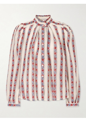 ALIX OF BOHEMIA - Annabel Roseband Striped Floral-print Cotton And Silk-blend Shirt - Neutrals - x small,small,medium,large,x large