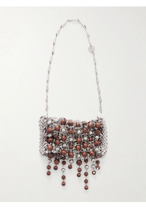 RABANNE - 1969 Nano Fringed Beaded Chainmail Shoulder Bag - Silver - One size