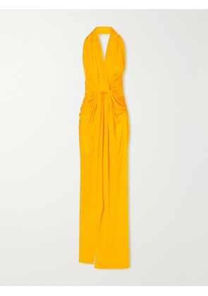 Alex Perry - Halterneck Ruched Jersey Gown - Yellow - UK 4,UK 6,UK 8,UK 10