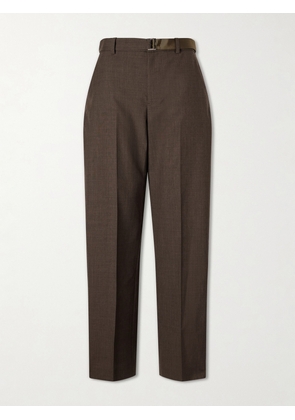 Sacai - Pleated Belted Twill Wide-leg Pants - Brown - 0,1,2,3,4
