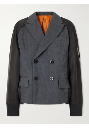 Sacai - Shell-trimmed Wool Blazer - Green - 1,2,3,4