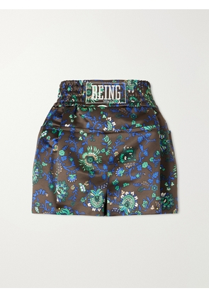 Sacai - Floral-print Satin Shorts - Brown - 0,1,2,3,4