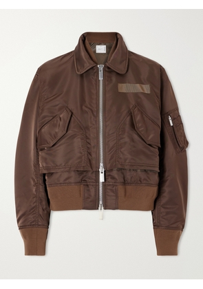 Sacai - Cropped Padded Shell Bomber - Brown - 1,2,3,4