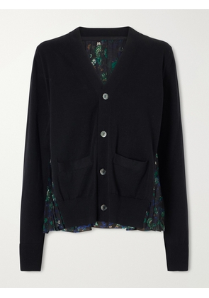 Sacai - Layered Floral-print Mesh-trimmed Cotton Cardigan - Multi - 1,2,3,4