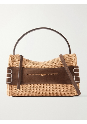JW Anderson - Loafer Crocheted Suede-trimmed Raffia Shoulder Bag - Neutrals - One size