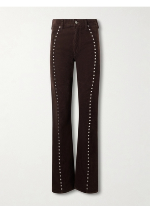 Polo Ralph Lauren - Studded Stretch-cotton Corduroy Flared Pants - Brown - US00,US0,US2,US4,US6,US8,US10,US12,US14