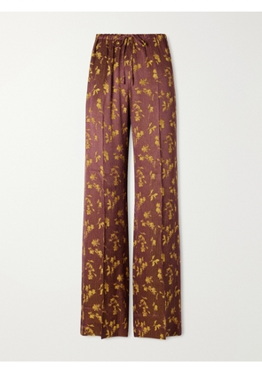 Dries Van Noten - Floral-jacquard Satin Wide-leg Pants - Purple - FR 34,FR 36,FR 38,FR 40,FR 42,FR 44