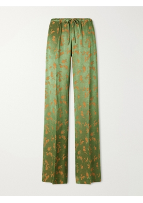 Dries Van Noten - Floral-jacquard Satin Wide-leg Pants - Green - FR 34,FR 36,FR 38,FR 40,FR 42,FR 44
