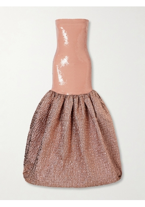 Dima Ayad - Sequin-embellished Cloqué Gown - Orange - x small,small,medium