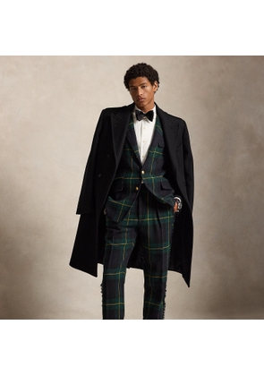 Leather-Trim Plaid Tweed Suit Trouser