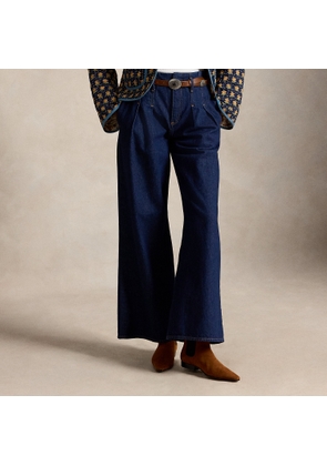 Pleated Wide-Leg Flare Jean