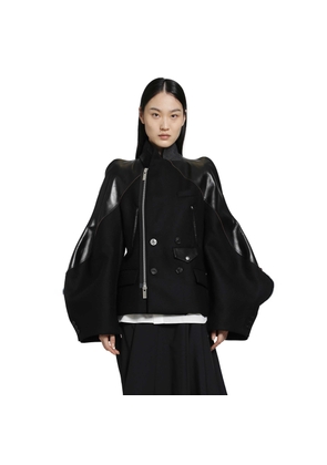 Nylon Twill x Wool Knit Blouson Jacket