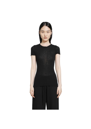 Cotton Cashmere Blend Ribbed Crewneck Tee