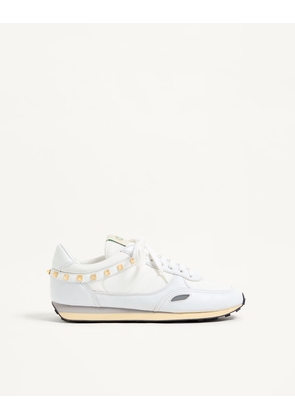 Valentino Garavani Stud Up Trainer In Leather And Nylon Man WHITE 39