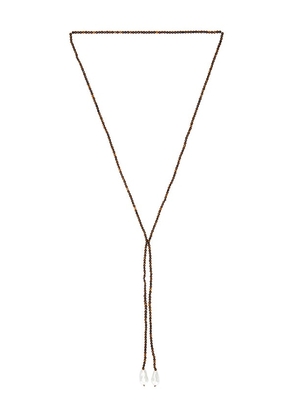 BaubleBar Semi Precious Pearl Wrap Necklace in Brown.