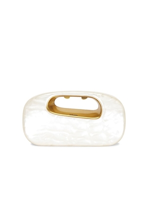 Cult Gaia Amara Clutch in Ivory.