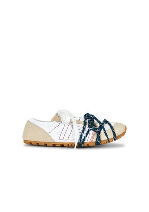 BALMAIN Leather & Nylon Racer 45 Sneaker in Cream. Size 36. Also in 37, 38, 39, 40, 41.