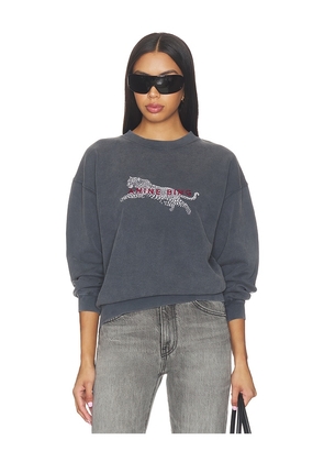 ANINE BING Spencer Sweatshirt Leopard in Black. Size XS. Also in S, M, L, XL.