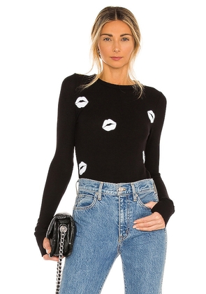 Lauren Moshi McKinley All Over Lips Top in Black. Size XS. Also in S, M, L, XL.