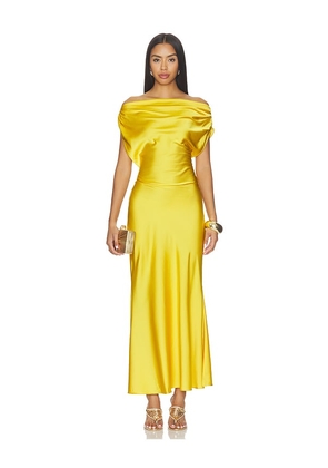 I.AM.GIA Kahlo Satin Maxi Dress in Yellow. Size XXS. Also in XS, S, M, L, XL.