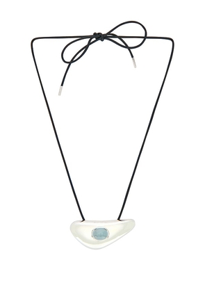 Loren Stewart Modernist Cord Pendant Necklace in Metallic Silver.