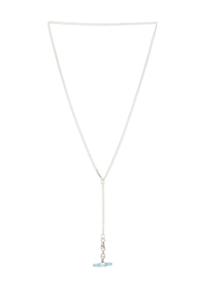 Loren Stewart Lunette Barbell Link Necklace in Metallic Silver.