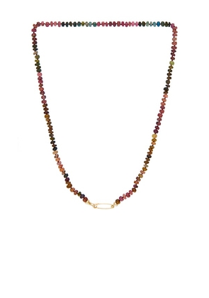 Loren Stewart Tourmaline Safety Pin Necklace in Metallic Gold.