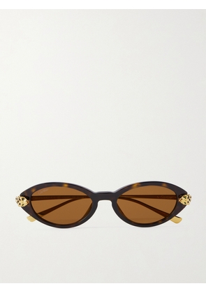 Cartier Eyewear - Panthère De Cartier Oval-frame Tortoiseshell Acetate And Gold-tone Sunglasses - One size
