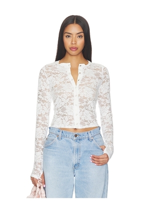Michael Lauren Vesca Lace Snap Front Long Sleeve in White. Size XS. Also in L, M, S.