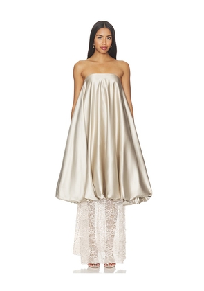 LA FUORI Champagne Lace Gown in Metallic Silver. Size XS. Also in S, M, L, XL.