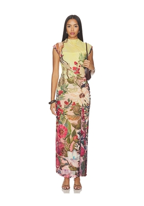 LA FUORI Botanical Symphony Printed Bodycon Dress in Multi. Size XS. Also in S, M, L, XL.