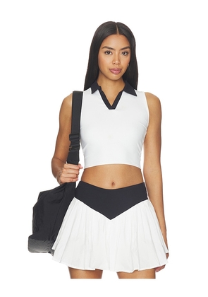 Nubyen Ba?os Contrast Collar Sleeveless Top in Black & White in White. Size XS. Also in S, M, L.