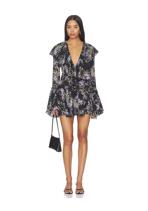 Norma Kamali Long Sleeve Deep V Ruffle Mini Dress in Black. Size XXS. Also in XS, S, M, L, XL.