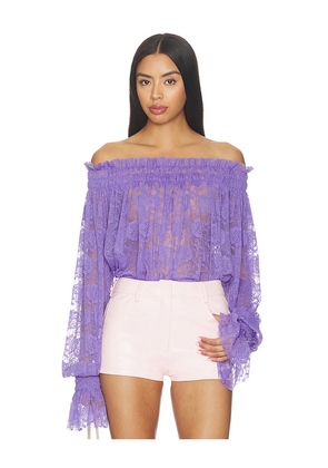 Norma Kamali Long Sleeve Peasant Top in Purple. Size XXS. Also in S, M, L, XL.