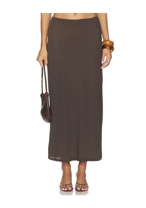 LESET Milo Midi Skirt in Brown. Size XS. Also in S, M, L, XL.