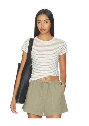 LESET Nando Stripe Slim Fit Tee in White. Size XS. Also in S, M, L, XL.