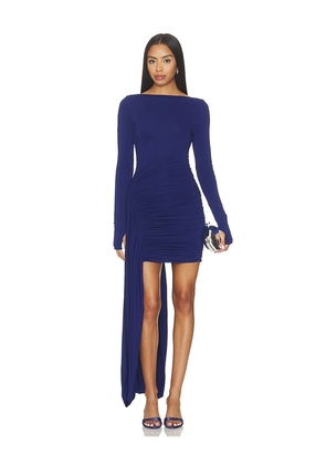 MISHA The Sari Long Sleeve Stocking Dress in Blue. Size XXS. Also in XS, S, M, L, XL.