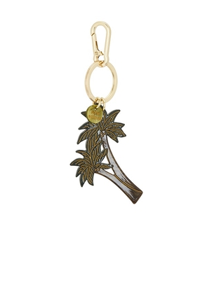 Solar Eclipse Hand-painted Palm Trees Bag Charm + Keychain in Green.