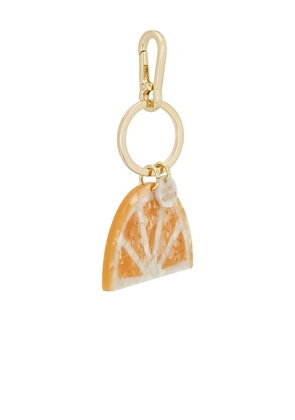 Solar Eclipse Hand-painted Citrus Slice Bag Charm + Keychain in Orange.