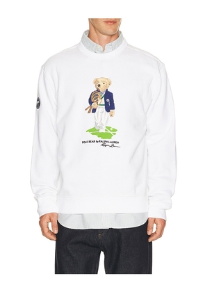 Polo Ralph Lauren Wimbledon Bear Sweater in White. Size M. Also in L, XL/1X, XXL/2X.