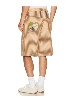 Pleasures Cat Mirror Shorts in Beige. Size 30. Also in 32, 34, 36.