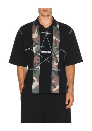 Pleasures Social Rugby Polo in Black. Size S. Also in M, L, XL/1X.